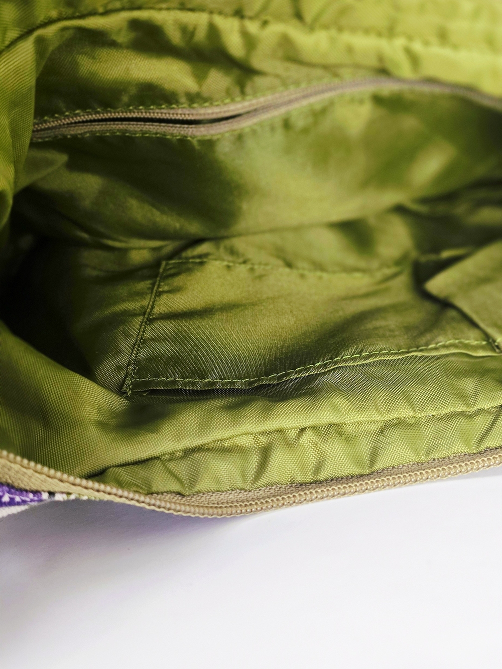 KAVU Sydney Satchel Crossbody Bag Purple & Green Geometric Pattern - Picture 6 of 14